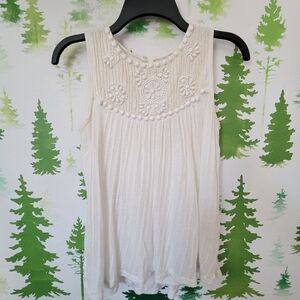 Anthropologie Cream Pleated Blouse with Bib Collar